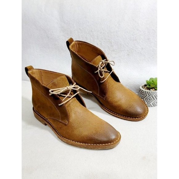 Flag LTD Brown Suede Lace up Round Toe Chukka Men Leather Boots Size 10M/ L20 - Picture 1 of 13